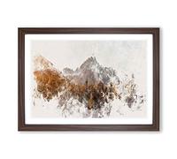 Forest Before The Mountain Watercolour Framed Print | A2 Walnut Framed Wall Art | Ready to Hang | Modern Landscape Picture | Living Room Bedroom Lounge Office