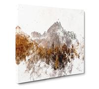 Forest Before the Mountain Watercolour Modern Canvas Wall Art Print Ready to Hang, Framed Picture for Living Room Bedroom Home Office Décor, 14x14 Inch (35x35 cm)