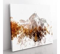 Forest Before the Mountain Watercolour Modern Canvas Wall Art Print Ready to Hang, Framed Picture for Living Room Bedroom Home Office Décor, 35x35 cm (14x14 Inch)