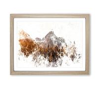 Forest Before The Mountain Watercolour Modern Framed Print | A2 Oak Framed Wall Art | Ready to Hang | Modern Landscape Picture | Living Room Bedroom Lounge Office