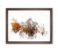 Forest Before The Mountain Watercolour Modern Framed Print | A2 Walnut Framed Wall Art | Ready to Hang | Modern Landscape Picture | Living Room Bedroom Lounge Office