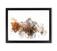 Forest Before The Mountain Watercolour Modern Framed Print | A4 Black Framed Wall Art | Ready to Hang | Modern Landscape Picture | Living Room Bedroom Lounge Office