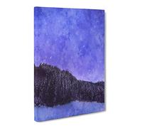 Forest Beneath The Stars Painting Modern Canvas Wall Art Print Ready to Hang, Framed Picture for Living Room Bedroom Home Office Décor, 20x14 Inch (50x35 cm)