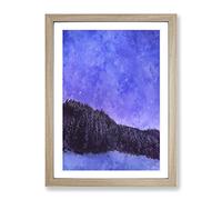 Forest Beneath The Stars Painting Modern Framed Print | A4 Oak Framed Wall Art | Ready to Hang | Modern Space Picture | Living Room Bedroom Lounge Office
