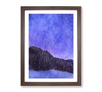Forest Beneath The Stars Painting Modern Framed Print | A4 Walnut Framed Wall Art | Ready to Hang | Modern Space Picture | Living Room Bedroom Lounge Office
