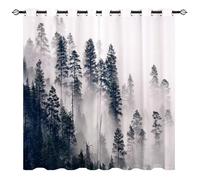 Forest Blackout Curtains, 3D Nature Scenery Foggy Woodland Print Window Curtains, Thermal Insulated Darkening Grommet Drapes WxH/2x140x250cm Curtains for Bedroom 2 Panels Set