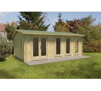Forest Garden Forest Blakedown Apex Roof Double Glazed Log Cabin (24kg Polyester Felt & Underlay) 6.0m x 4.0m Natural Timber (Installed)
