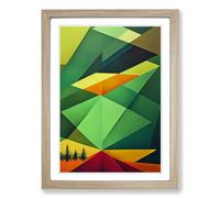 Forest Block Colour Framed Print | A2 Oak Framed Wall Art | Ready to Hang | Modern Landscape Picture | Living Room Bedroom Lounge Office