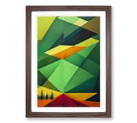 Forest Block Colour Framed Print | A2 Walnut Framed Wall Art | Ready to Hang | Modern Landscape Picture | Living Room Bedroom Lounge Office