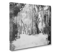 Forest Blur in Abstract Modern Canvas Wall Art Print Ready to Hang, Framed Picture for Living Room Bedroom Home Office Décor, 14x14 Inch (35x35 cm)