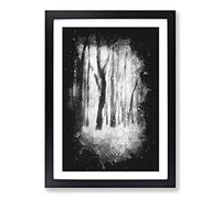 Forest Blur Paint Splash Framed Print | A2 Black Framed Wall Art | Ready to Hang | Modern Landscape Picture | Living Room Bedroom Lounge Office