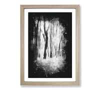 Forest Blur Paint Splash Framed Print | A2 Oak Framed Wall Art | Ready to Hang | Modern Landscape Picture | Living Room Bedroom Lounge Office