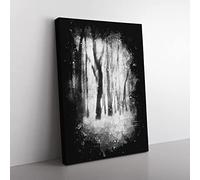 Forest Blur Paint Splash Modern Canvas Wall Art Print Ready to Hang, Framed Picture for Living Room Bedroom Home Office Décor, 60x40 cm (24x16 Inch)