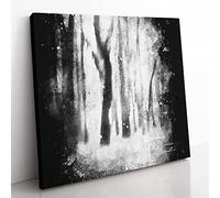 Forest Blur Paint Splash Modern Canvas Wall Art Print Ready to Hang, Framed Picture for Living Room Bedroom Home Office Décor, 50x50 cm (20x20 Inch)