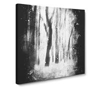 Forest Blur Paint Splash Modern Canvas Wall Art Print Ready to Hang, Framed Picture for Living Room Bedroom Home Office Décor, 20x20 Inch (50x50 cm)
