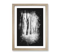 Forest Blur Paint Splash Modern Framed Print | A3 Oak Framed Wall Art | Ready to Hang | Modern Landscape Picture | Living Room Bedroom Lounge Office