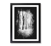 Forest Blur Paint Splash Modern Framed Print | A4 Black Framed Wall Art | Ready to Hang | Modern Landscape Picture | Living Room Bedroom Lounge Office