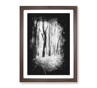 Forest Blur Paint Splash Modern Framed Wall Art Print, Ready to Hang Picture for Living Room Bedroom Home Office Décor, Walnut A2 (64 x 46 cm)