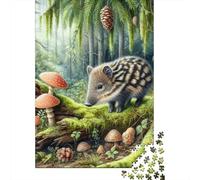 Forest Boar1000 Pieces Cardboard Mushrooms Jigsaw Puzzle Bundle Adults Fun Holiday Activity Stress Relief Perfect 52x38cm/1000pcs