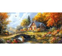 Forest Bridge Diamond Painting Kits for Adults & Kids, 5D Full Drill Round Diamond Art Craft, DIY Gem Art Painting by Numbers for Home Wall Decor, Beginner Friendly, Stress Relief Gift 80 x 160cm A341