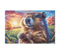 Forest Brown Bear 1000 Piece Jigsaw Puzzle for Adults Teens Marmot Sunset Grass Jigsaw After Gym Relaxation Brainteaser Puzzle for Fitness Lovers Stress 1000 PCS