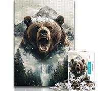 Forest Brown Bear Landscape Jigsaws 1000 Pieces for Teenagers,Educational Games Home Decoration Deal As Gifts for The Whole Family 50x75cm