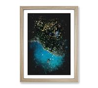 Forest By The Lake Paint Splash Modern Framed Print | A2 Oak Framed Wall Art | Ready to Hang | Modern Landscape Picture | Living Room Bedroom Lounge Office