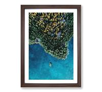 Forest by The Lake Painting Framed Print | A2 Walnut Framed Wall Art | Ready to Hang | Modern Landscape Picture | Living Room Bedroom Lounge Office