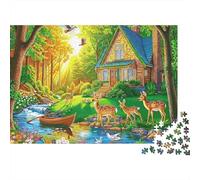Forest Cabin Jigsaw Puzzle for Adults 1000 Piece Paper Puzzle Game River Scene 70x50cm/1000pcs