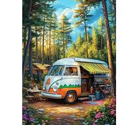 Forest Camper Van 1000 Pc Classic Jigsaw Puzzle Animal Pets Puzzle for Adults Hard Challenging Hobby Home Decor Poster High-grade Rigid Cardboard 1000 PCS