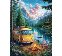 Forest Camper Van 1000 Pieces Classic Jigsaw Puzzle Fantasy Animal Plant Puzzle for Adults Concentration Training Wall Art Mental Exercise Cardboard 1000 PCS