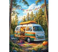 Forest Camper Van 1000 Pieces Jigsaw Puzzles Fantasy Animal Plant For Men Educational Decompression Adults Anxiety Memory Care Mothers Valentines Gift Eco Friendly Material 1000 PCS