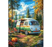 Forest Camper Van 500-piece Jigsaw Puzzle Bundle Wild Animals Fantasy Animal Family Puzzle Lovers Brain Training Mindful Activity Spring Rigid Cardboard 500 PCS
