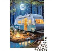 Forest Camping Night paper 1000 pieces puzzle for adults Educational moonlit campsite jigsaw Gift for home decor and relaxation 52x38cm/1000pcs