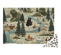Forest Camping Scene Premium Cardboard 1000 Piece Woodland Adventure Style Puzzle Set, Educational Challenge Adults/Teens, Birthday Gift & Home Activity, Vibrant Colours for Enthusiasts 70x50cm/1000pc