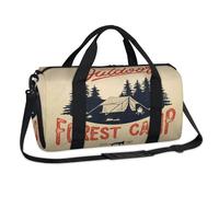 Forest Camping Theme Sports Duffel Bags Forest Print Weekend Overnight Bag Casual Tote Holdall Travel Gym Luggage Duffel Bag for Kids Girls Boys Women Men