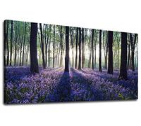 Forest Canvas Wall Art Woods Sunset Purple Lavender Large Green Trees Scenery Nature Picture Prints Modern Canvas Artwork Contemporary Wall Art for Bedroom Living Room Home Office Wall Decor 24" x 48"