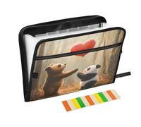 Forest Cartoon Bear Panda Love Balloon Expanding File Folder 13 Pockets Accordion File Organiser Folders for Paperwork A4 Storage Portable Document Organiser Filing Wallet