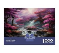 Forest Cascade 1000 Piece Cardboard Jigsaw Puzzles: Educational Game Challenge Pink Forest Waterfall for Home Fun And Activity, A Great Gift Idea for Family And Friends 38x26cm/1000pcs