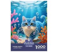 Forest Cat 1000 Pieces Jigsaw Puzzles Pet Cat Puzzle for Adults Staycation Kill Time Home Decoration Educational Toy Age 14+ ForAdults 38x26cm/1000pcs