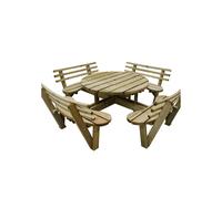 Forest Circular Picnic Table (With or without Seat Backs) Option: Circ Circular Picnic Table (With or without Seat Backs)