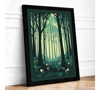 Forest Clearing at Dawn Scandinavian Framed Wall Art Print A1 Black | Ready to Hang, Premium Gi Paper, Fade-Resistant Inks, Securely Packaged, UK Made