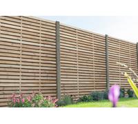 Contemporary Double Slatted Fence Panel 1.8m x 1.8m - Pack of 5 - Treated Timber - Forest Garden