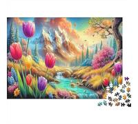 Forest Cottage Jigsaw Puzzle 1000Pc for Adults Mountain River Flowers Impossible Educational Game | Great Gift Idea 38x26cm/1000pcs