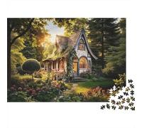 Forest Cottage Jigsaw Puzzles 1000 Pieces Recyclable Material Sunlight Senior Puzzles Educational Game Decompression Parent Child Game Props 38x26cm/1000pcs