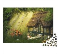 Forest Cottage Sunlight Jigsaw Puzzles 1000 Pieces Recycled Material Magical Woods Adult Jigsaws Developing boy & girlren‘s Intelligence Parent boy & girl Game Activity 38x26cm/1000pcs