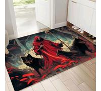 Forest Death Doormat Fantasy Welcome Door Mat, Living Room Kitchen Floor Mat Non Slip Front Door Mats, Home Halloween Indoor Entrance Decoration, 90x150cm, Grayish Red