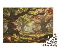 Forest Deer 1000 Piece Jigsaw Puzzle Paper for Adults Nature Scenery Mindfulness Family Activity Home Decor Gift 70x50cm/1000pcs