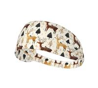 Forest Deer Bird Print Workout Headbands for Women - Non-Slip Stretchy Sweat Head Bands for Women Hair, Moisture Wicking Sweatband for Sports Running Tennis Athletic Gym Yoga
