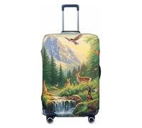 Forest Deer, Foxes and Birds Elastic Travel Luggage Cover Suitcase Protector, Print Suitcase Baggage Cover Anti-Scratch